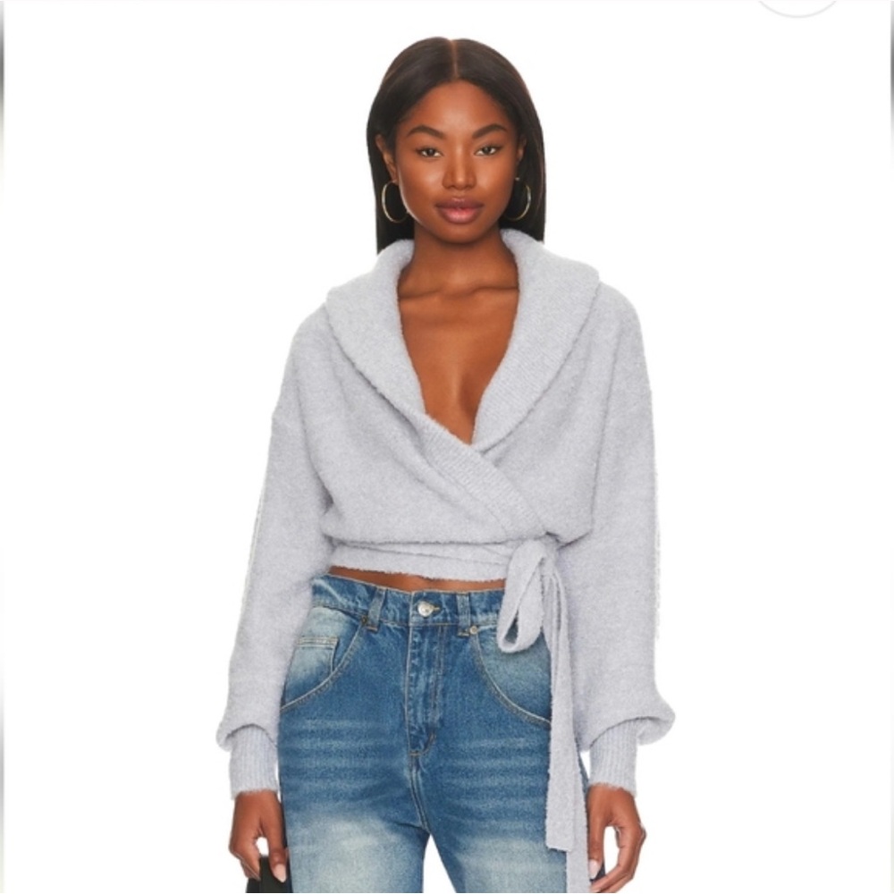 525 America Boucle Ballerina Wrap Sweater
